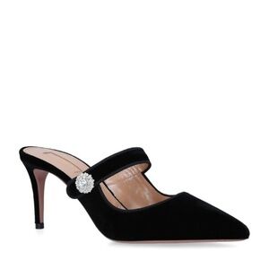 Aquazzura Black Astor Velvet Heels Mules 75mm 38.5 EUC